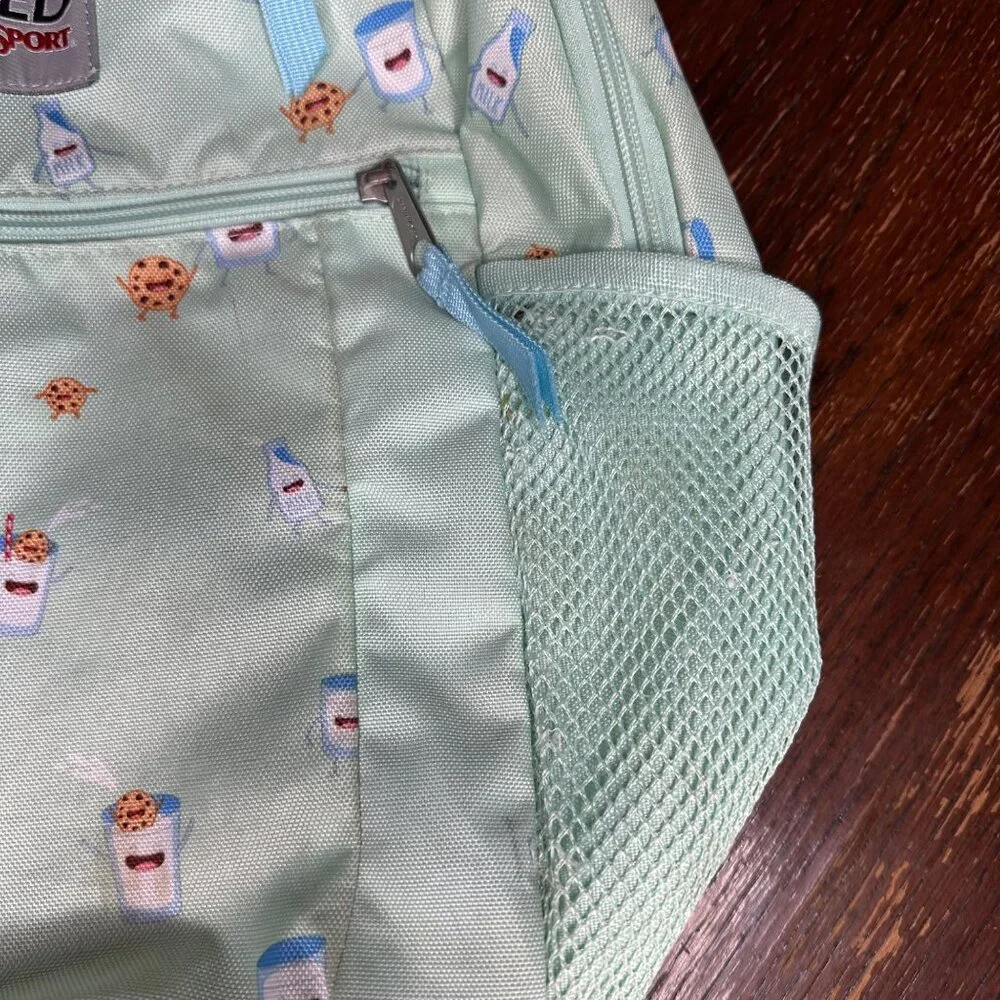 Unhinged By Jansport Mint Backpack With Milk & Cookies Print Adjustable Straps - Picture 8 of 14